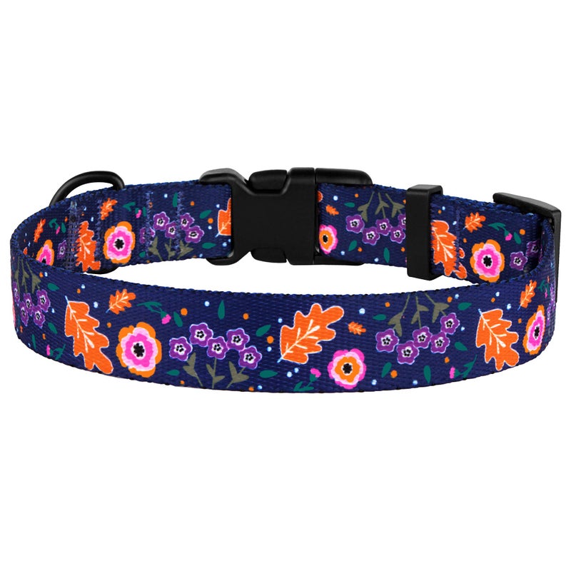CollarDirect Nylon Dog Collar Floral Pattern Navy Blue 10-13 inch - Image 3